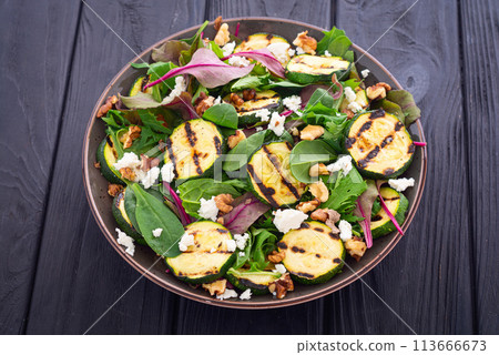 Grilled green zucchini salad Grilled green zucchini salad 113666673