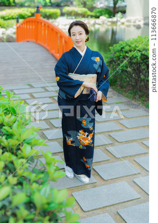 A woman wearing a formal kimono 113666870