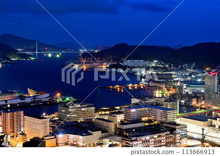 Nagasaki cityscape: Beautiful night view 113666913