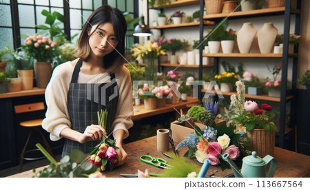 工作在花店的婦女 113667564