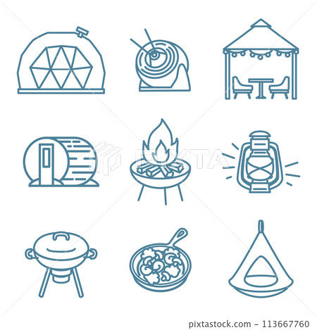 Glamping icon set 113667760