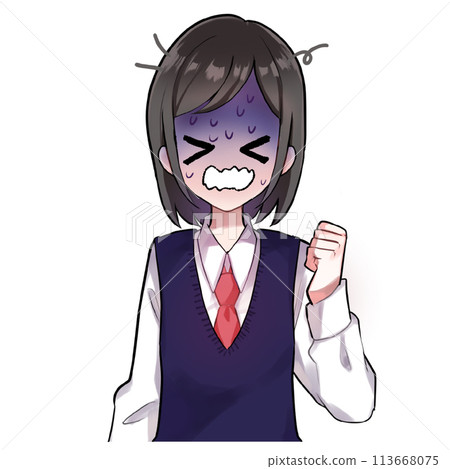 一個穿著校服的高中女生不耐煩的插圖 一個穿著校服的高中女生不耐煩的插圖 113668075