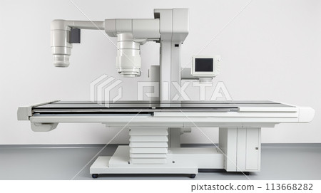 Maximizing Radiology Department Accuracy, X-Ray Machine on White Background, Generative AI 113668282