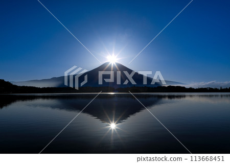 Lake Tanuki W Diamond Fuji in Spring Fujinomiya City, Shizuoka Prefecture 113668451