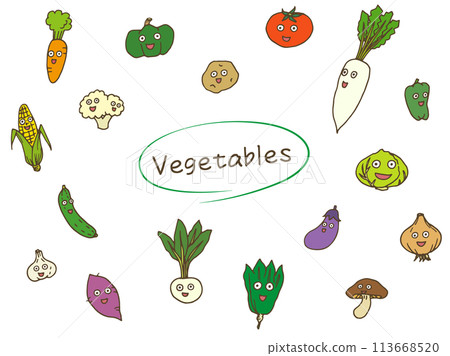 蔬菜插圖（彩色） 113668520