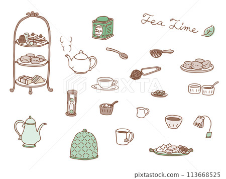 茶時間圖(2色調) 茶時間圖(2色調) 113668525