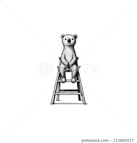 具有人情味的森林動物鉛筆畫插圖 113668557