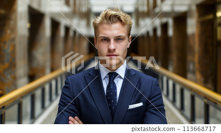 Confident Young Tech Business Man, A Rising Leader in the Industry, Generative AI 113668717