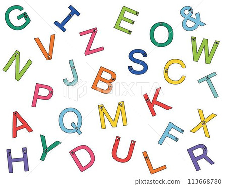 帶有隨機可愛臉孔的彩色字母表 113668780