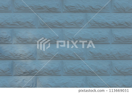 Blue cool tone paint on brick abstract wall masonry texture background structure 113669031