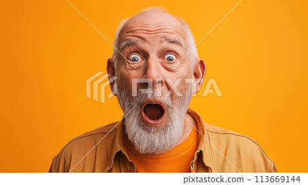 Startled Senior, Shocking Reaction From an Elderly Gentleman, Astonished Look, Generative AI 113669144