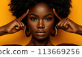Unapologetically Beautiful, Effortlessly Chic, Confident Young Black Woman Posing with Style, Generative AI 113669256