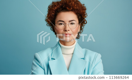 Glasses and Grading, Teaching with a Smile, Female Educator in Glasses, Generative AI 113669264