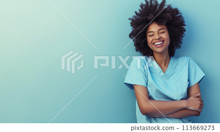 Dedication and Compassion, Happy Black Nurse in Scrubs Making a Difference in Healthcare, Generative AI Dedication and Compassion, Happy Black Nurse in Scrubs Making a Difference in Healthcare, Generative AI 113669273