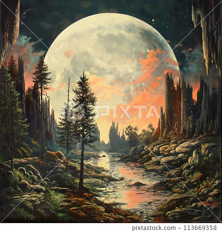 Parallel World: Forest silhouettes and mysterious landscapes Parallel World: Forest silhouettes and mysterious landscapes 113669358