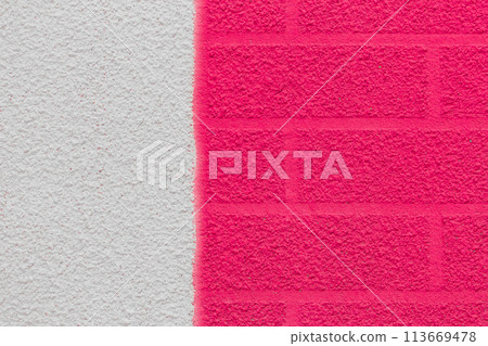 Pink brick wall abstract pattern blank surface facade exterior decorative design texture background architecture white 113669478