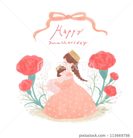 Illustration of carnations given on Mother's Day 1 113669786