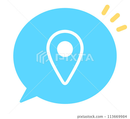 Simple light blue map mark and speech bubble Simple light blue map mark and speech bubble 113669984
