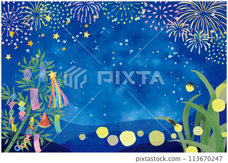 七夕煙火竹飾圖片背景素材 113670247