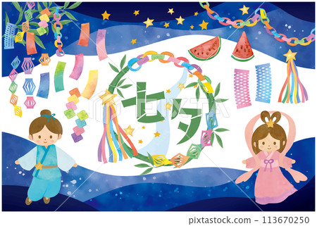 七夕節與竹裝飾剪圖素材集 七夕節與竹裝飾剪圖素材集 113670250