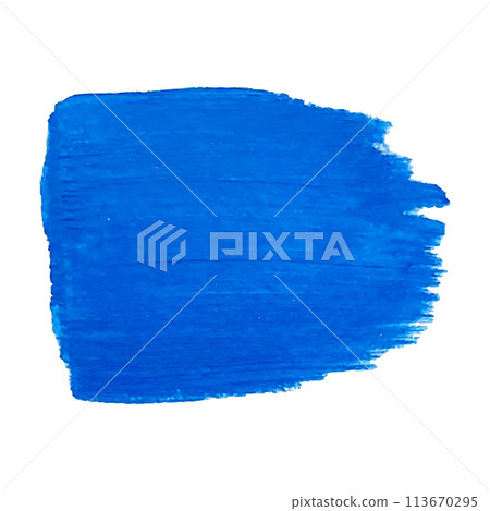 Acrylic blue texture brush stroke hand drawing, isolated on white background. 113670295