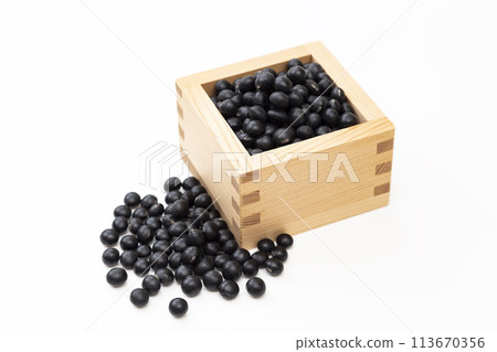 白色背景上的黑大豆 白色背景上的黑大豆 113670356