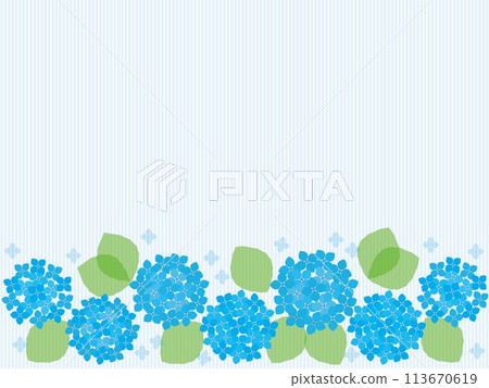 Hydrangea frame stripe blue 113670619