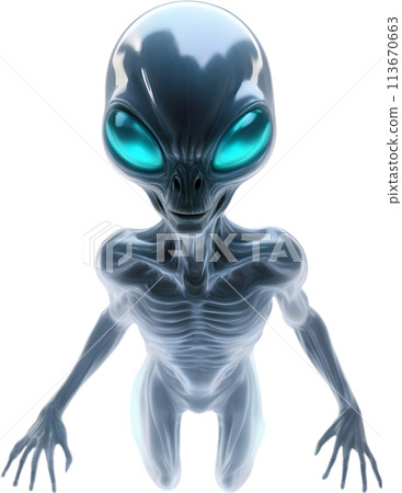 Close-up image of a skinny Alien.  Close-up image of a skinny Alien.  113670663