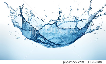 Blue water splash isolated on white background AI generated 113670883