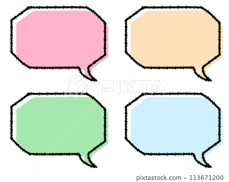 A set of 4 hand-drawn pop speech bubbles in pale octagonal 113671200
