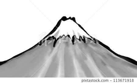 Sumi-e style _ Mt. Fuji landscape illustration _ New Year's card material Sumi-e style _ Mt. Fuji landscape illustration _ New Year's card material 113671918