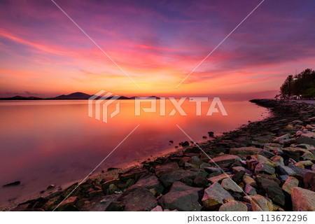 Colourful sky before sunrise at Phuket city 113672296