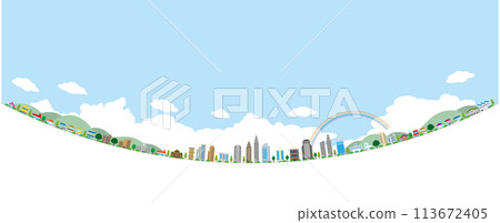 Pop illustration of cityscape Pop illustration of cityscape 113672405