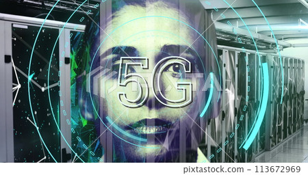 Image of digital interface with icons and data processing Image of digital interface with icons and data processing 113672969