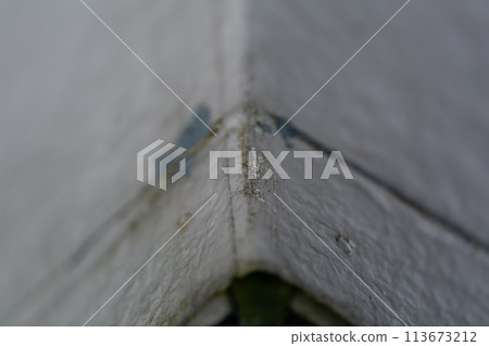 A balcony dirty with moss and dust 113673212