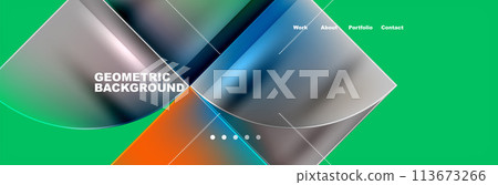 Geometric shapes in tints of green and electric blue on a transparent background Geometric shapes in tints of green and electric blue on a transparent background 113673266