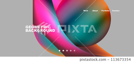 Colorful geometric background with sphere in center Colorful geometric background with sphere in center 113673354