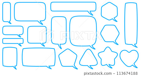 Text talk balloons. Speech bubbles clouds for dialog. Outline comic cloud box for message. Frame shape set for comment isolated on white background. Vector stickers Text talk balloons. Speech bubbles clouds for dialog. Outline comic cloud box for message. Frame shape set for comment isolated on white background. Vector stickers 113674188