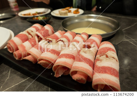 Rolled slices of beef 113674200