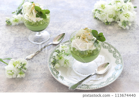 Early summer matcha glass sweets Early summer matcha glass sweets 113674440
