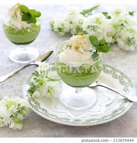 Early summer matcha glass sweets Early summer matcha glass sweets 113674444