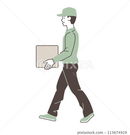 Illustration material of a male delivery man carrying luggage Illustration material of a male delivery man carrying luggage 113674929