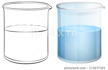 Glass Beaker with Water Illustration Glass Beaker with Water Illustration 113675505