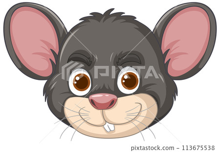 Cute Cartoon Mouse Face Illustration 113675538