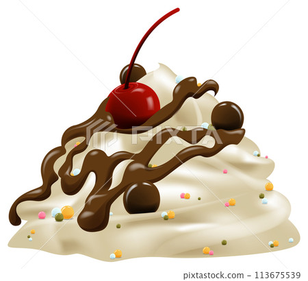 Whipped Cream Delight with Cherry Topping Whipped Cream Delight with Cherry Topping 113675539