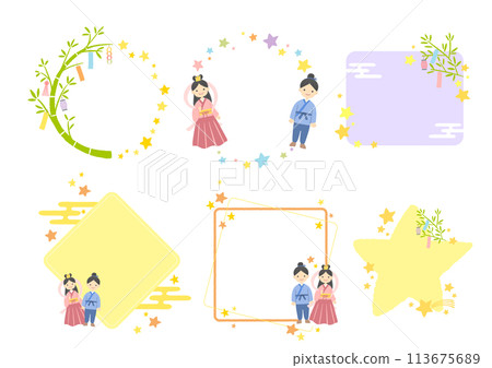 Tanabata illustration frame Tanabata illustration frame 113675689