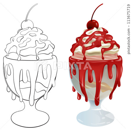Delicious Sundae Treat Illustration Delicious Sundae Treat Illustration 113675719