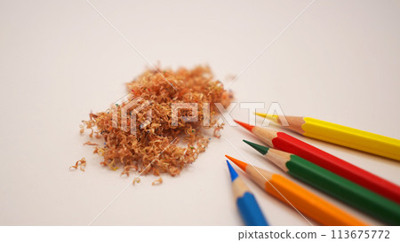 Macro photography sharp Colour pencils on a white background. 113675772