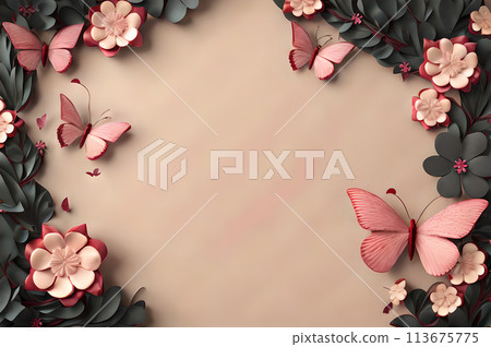 frame of clover leaves view butterflies 3d background landscape wallpaper frame of clover leaves view butterflies 3d background landscape wallpaper 113675775