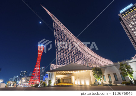 Meriken Park - Night view of Kobe Port Tower and Kobe Maritime Museum 113676045